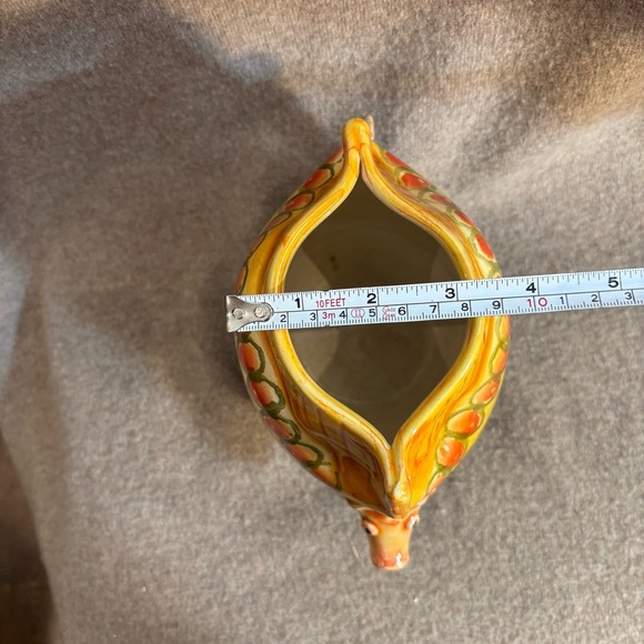 Hand Painted Colorful Floral Fish Shaped Ceramic Art Pitcher Vase Made in Italy - Picture 6 of 9